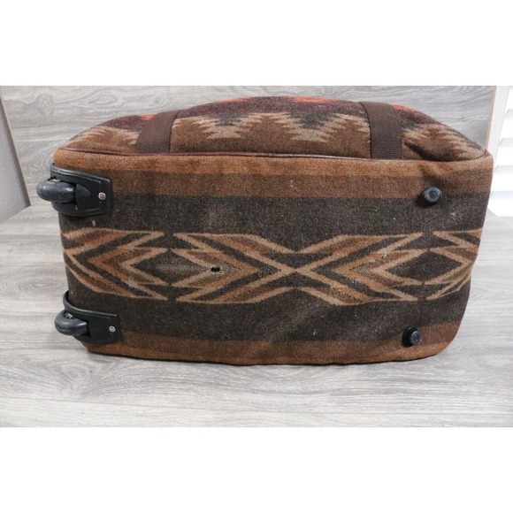 RARE PENDLETON Southwestern Aztec Blanket Wool Duffle Weekender Bag Wheels - Picture 7 of 16